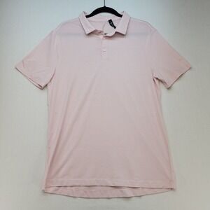 Lululemon Evolution Polo Mens Large Pink Striped Short Sleeve LM3CY6S
